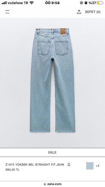 38 Beden mavi Renk Zara nr77302 pantolon yeni