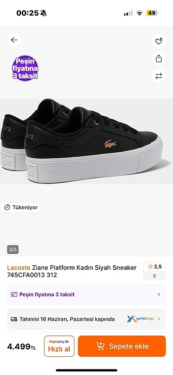 38 Beden Lacoste ayakkabı