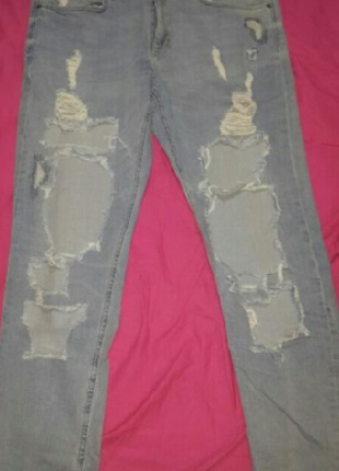 42 Beden mavi Renk Boyfriend yırtık kot yırtık jean