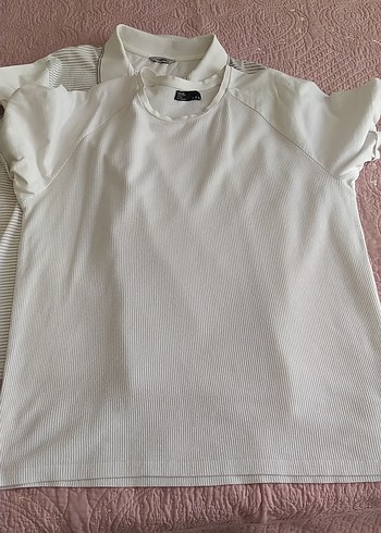 xxl Beden LCW Bershka Erkek Beyaz Kısa Kollu Polo Tişört