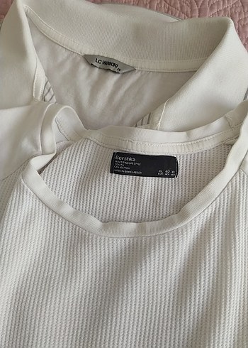 xxl Beden beyaz Renk LCW Bershka Erkek Beyaz Kısa Kollu Polo Tişört