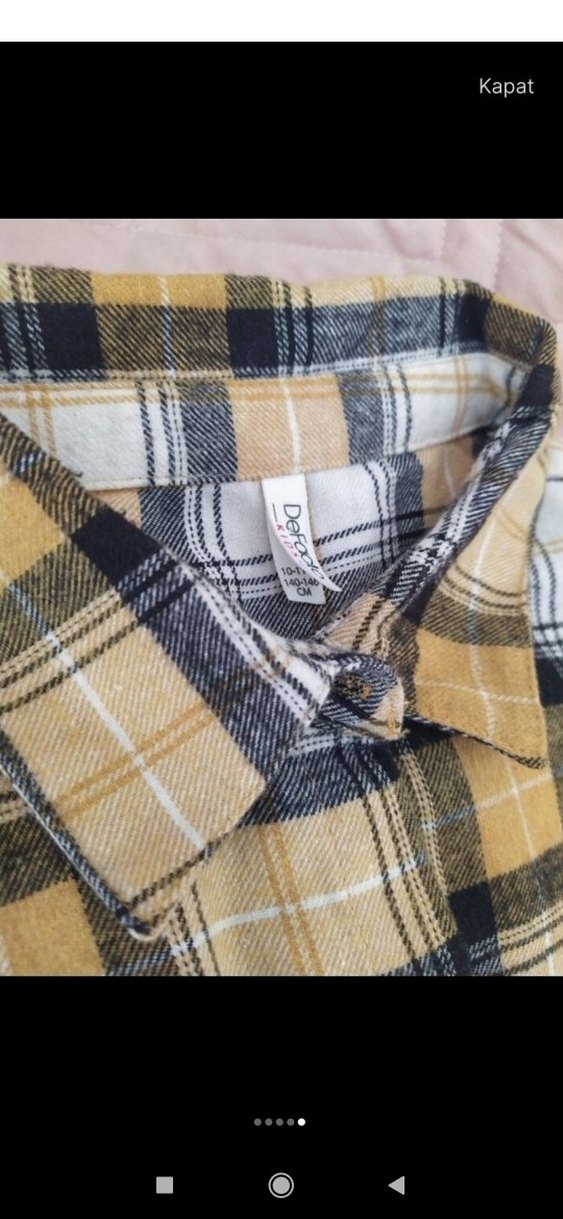 DeFacto Uzun Kollu Sarı Kareli Kemerli Kız Elbisesi - Görsel 4