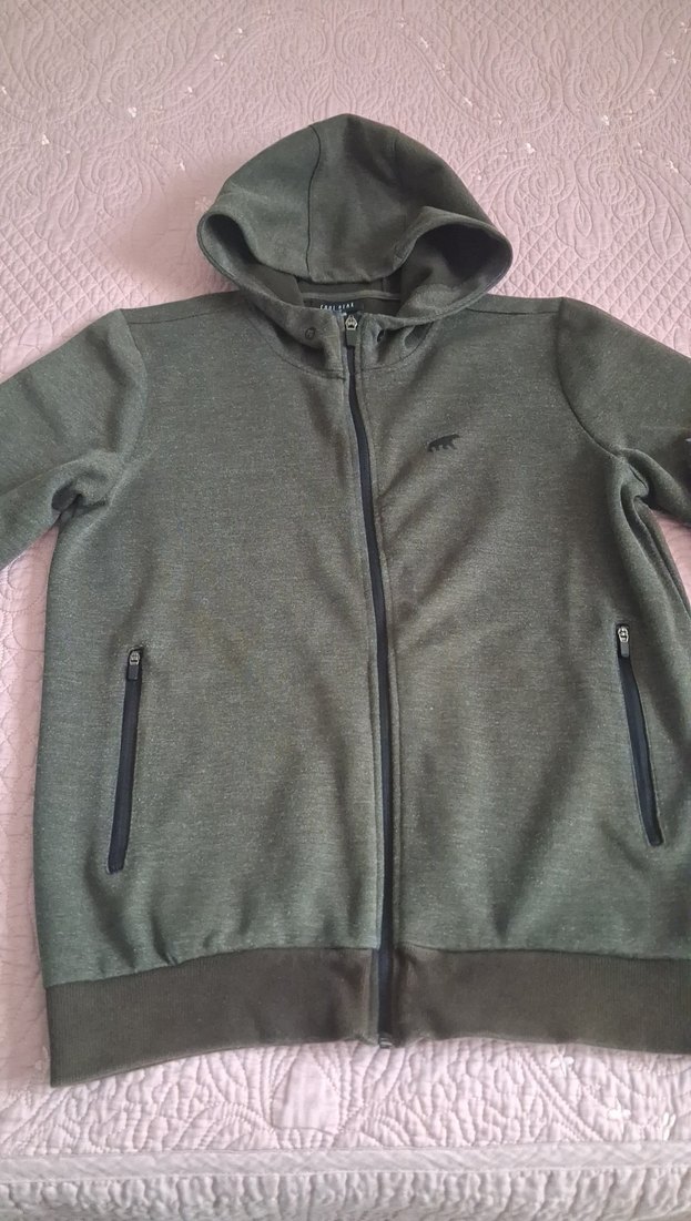 Haki S  Fermuarlı Erkek Sweatshirt - Görsel 2