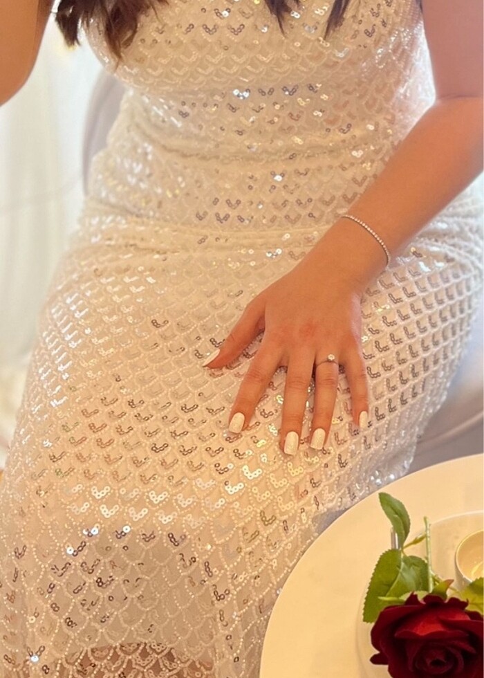 Beyaz nişan elbisesi - Görsel 2