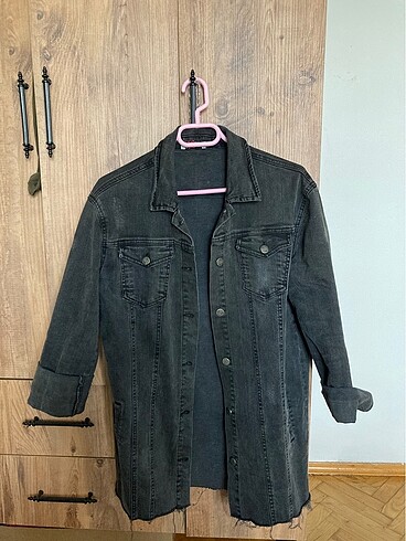 l Beden siyah kot ceket marka temsili - oversize