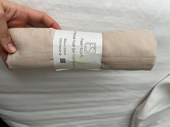 Suud Collection Freshscarfs ince pamuk vual şal bej rengi