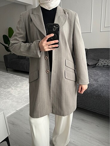 m Beden Uzun blazer ceket elbise