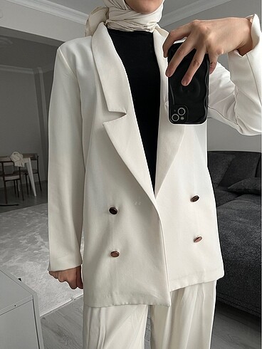 m Beden Ekru blazer ceket