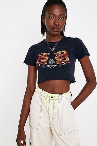 Crop Top - Ejderha Pamuklu bluz