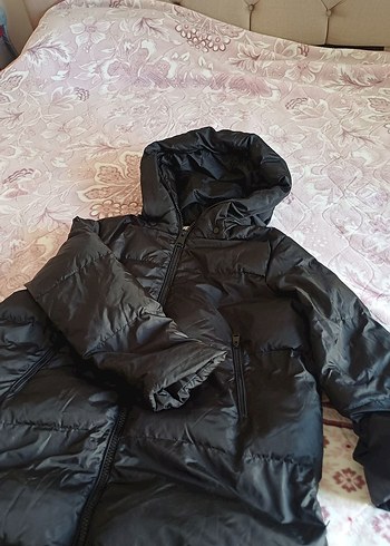 Diğer Siyah Kadın Midi Kışlık Mont Fermuarlı