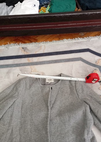 36 Beden gri Renk Gri Siyah Renk Bloklu Kadın Kaban