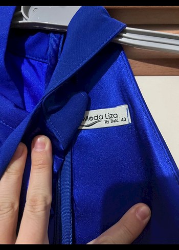 Abiye Düğmeli Lacivert Uzun Abiye Elbise