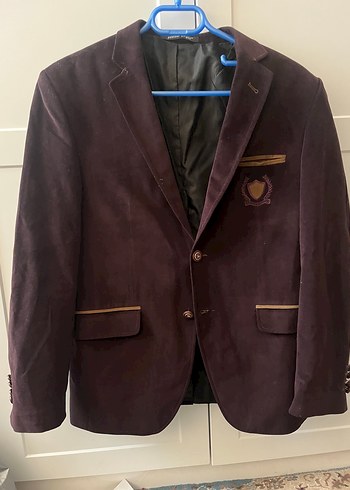 Bordo Süet Erkek Ceket, Düğmeli, Regular Fit