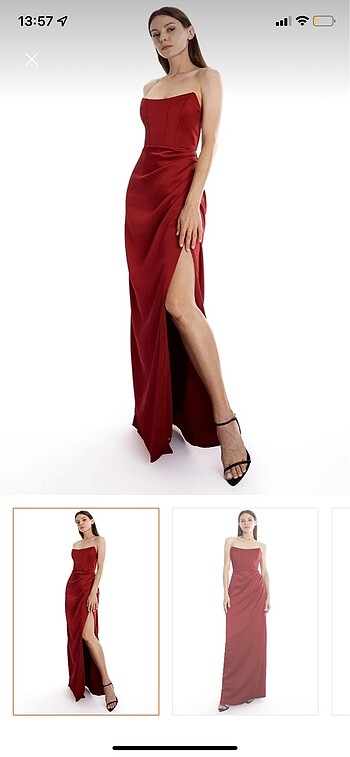 Diğer Esotte Kırmızı Bordo Straplez Elbise