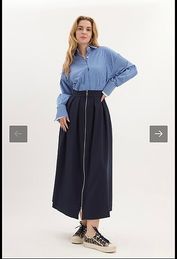 Fermuarlı cotton etek