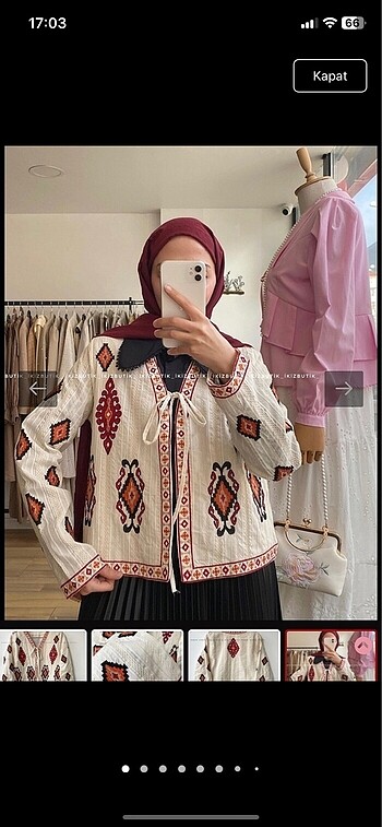 Bordo nakışlı ceket