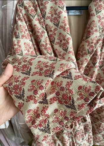 Diğer Nakışlı V Yakalı Uzun Bohem Kadın Kimono