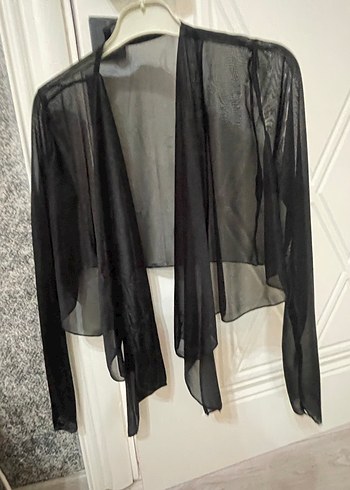 Siyah Uzun Kollu Dökümlü Bolero - Görsel 2