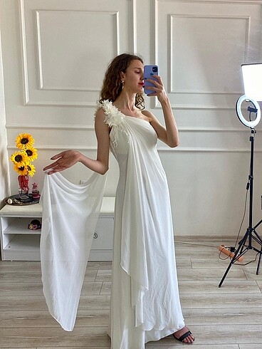 38 Beden beyaz Renk Nikah nişan mezuniyet gece elbisesi