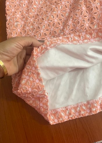 38 Beden pembe Renk Dantel Detaylı Pembe Midi Elbise