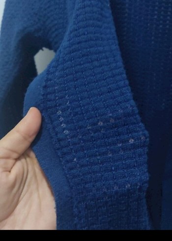 m Beden mavi Renk Kadın Mavi Örgü Midi Hırka