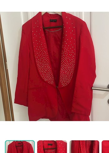 Zara Kirmizi Tasliblazer Ceket Takim