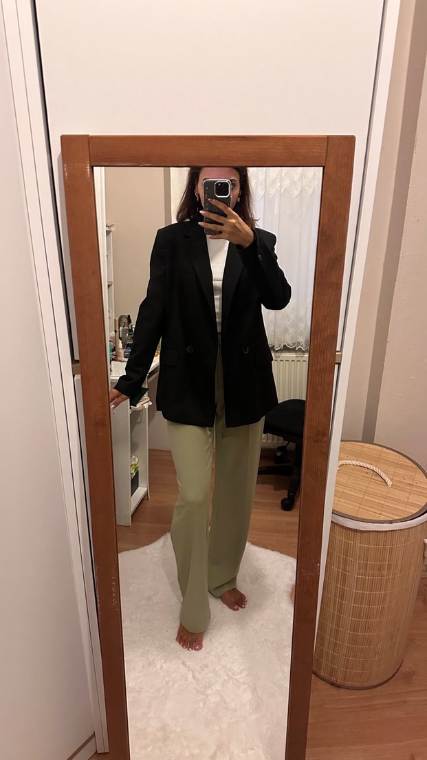 Siyah Düğmeli Kadın Blazer Ceket - Görsel 2