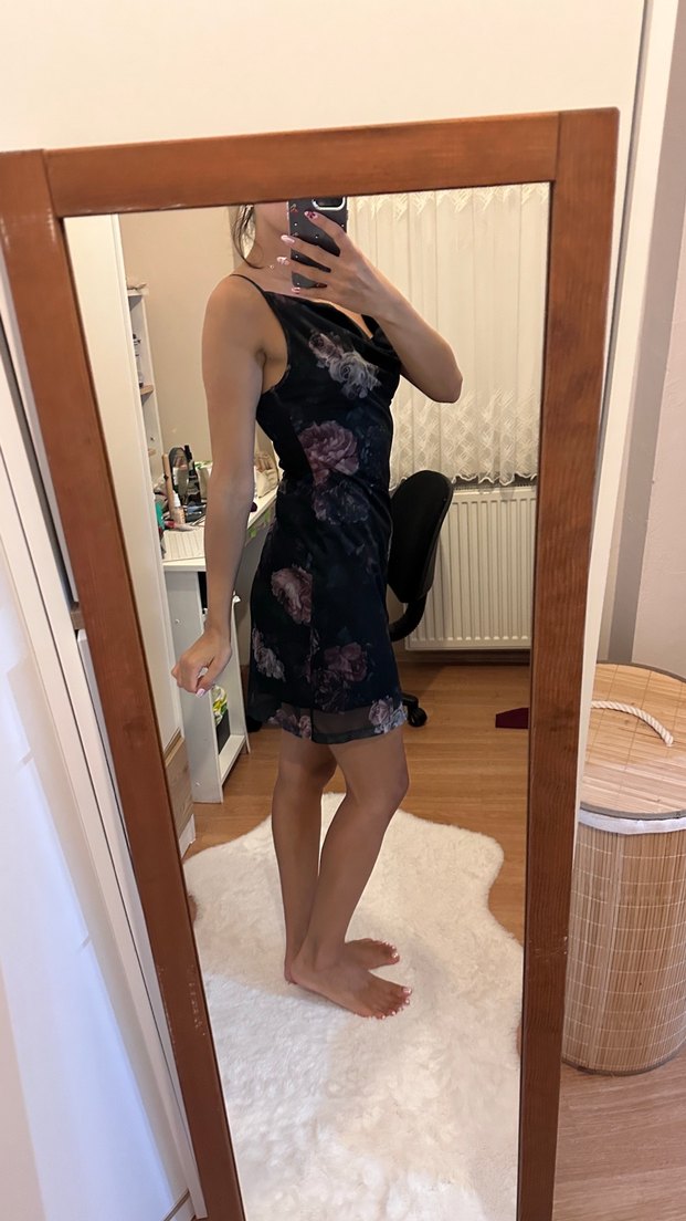 Mor Drapeli Straplez Midi Elbise - Görsel 2