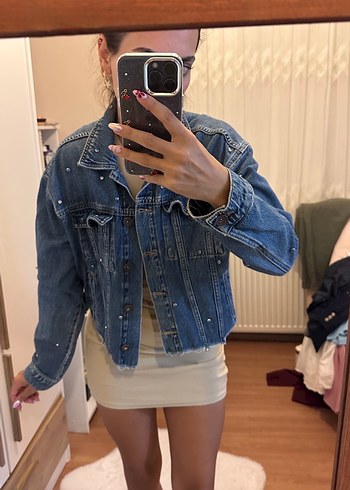 Kadın Mavi Denim Ceket - Görsel 3