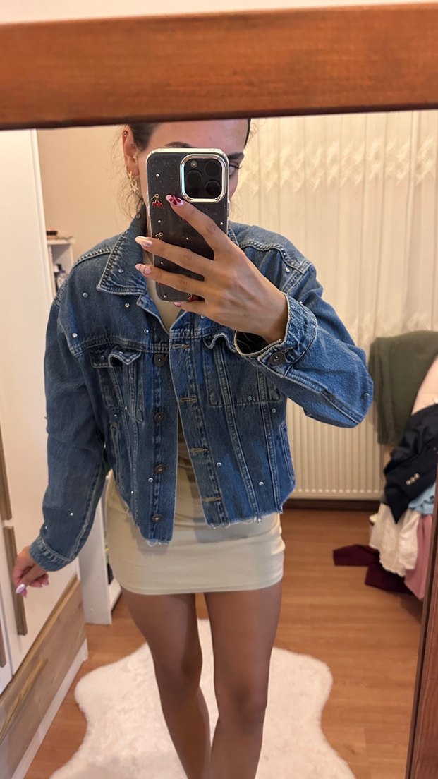 Kadın Mavi Denim Ceket - Görsel 3