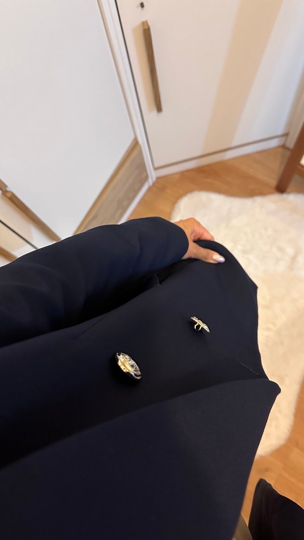 Düğmeli Lacivert Mini Kadın Blazer - Görsel 4