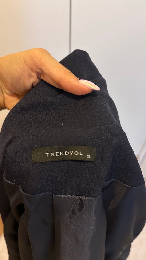 Düğmeli Lacivert Mini Kadın Blazer - Görsel 5