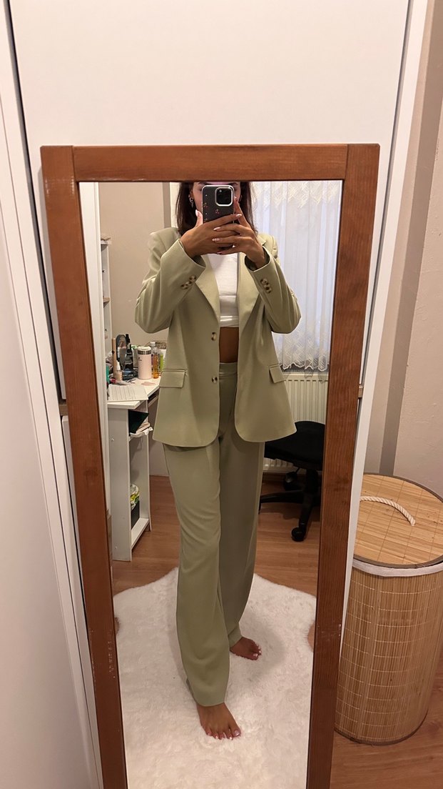 Bej Kadın Midi Blazer Ceket - Görsel 3