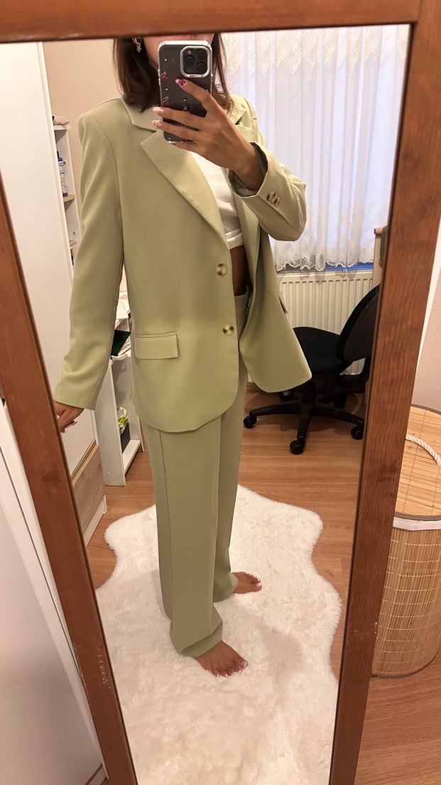 Bej Kadın Midi Blazer Ceket - Görsel 2