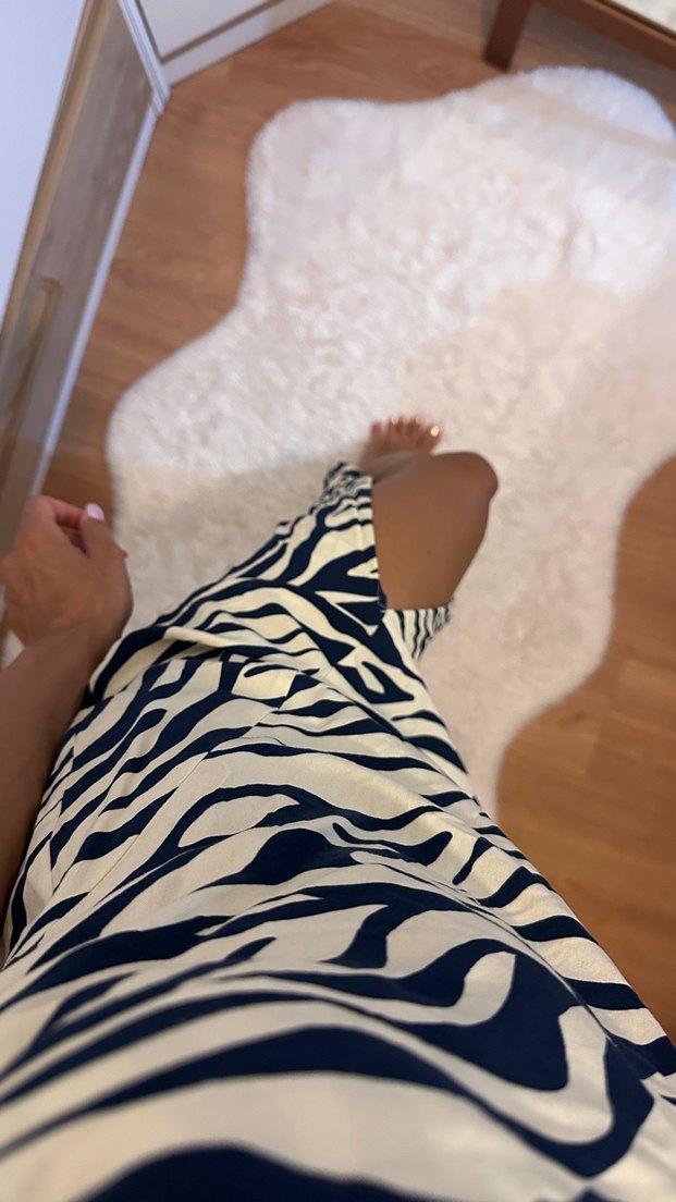 Zebra Desenli Uzun Askılı Elbise - Görsel 4