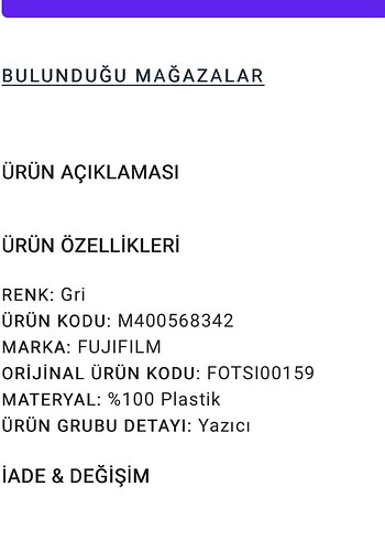 Beden Renk Gri Instax Taşınabilir yazıcı