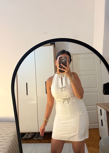 Diğer Beyaz Midi Halter Mini elbise