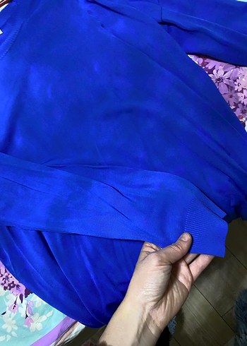 Mavi Kadın Salaş Uzun Kollu Triko #tığtriko - Görsel 4