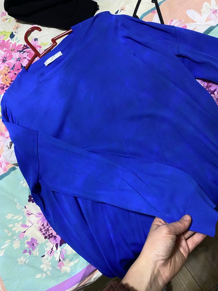 Mavi Kadın Salaş Uzun Kollu Triko #tığtriko - Görsel 5