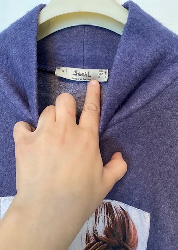 #seçiltunik 
Mor Yüksek Yakalı Örme Sweatshirt - Görsel 5