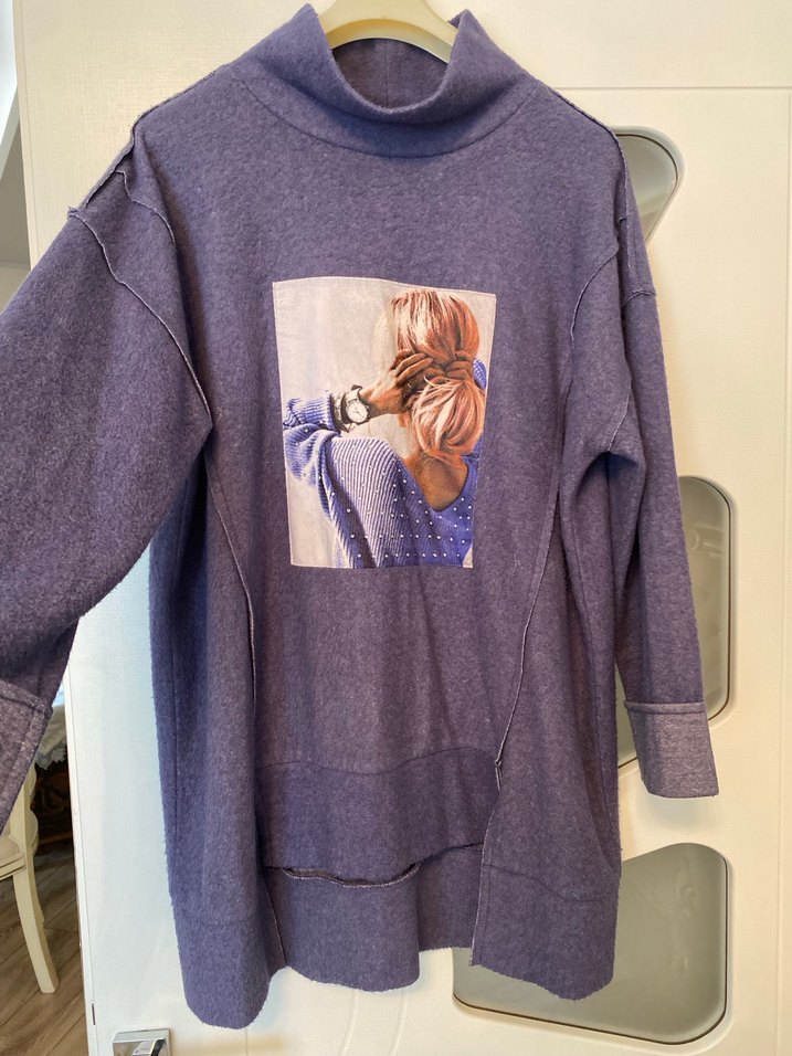 #seçiltunik 
Mor Yüksek Yakalı Örme Sweatshirt - Görsel 4