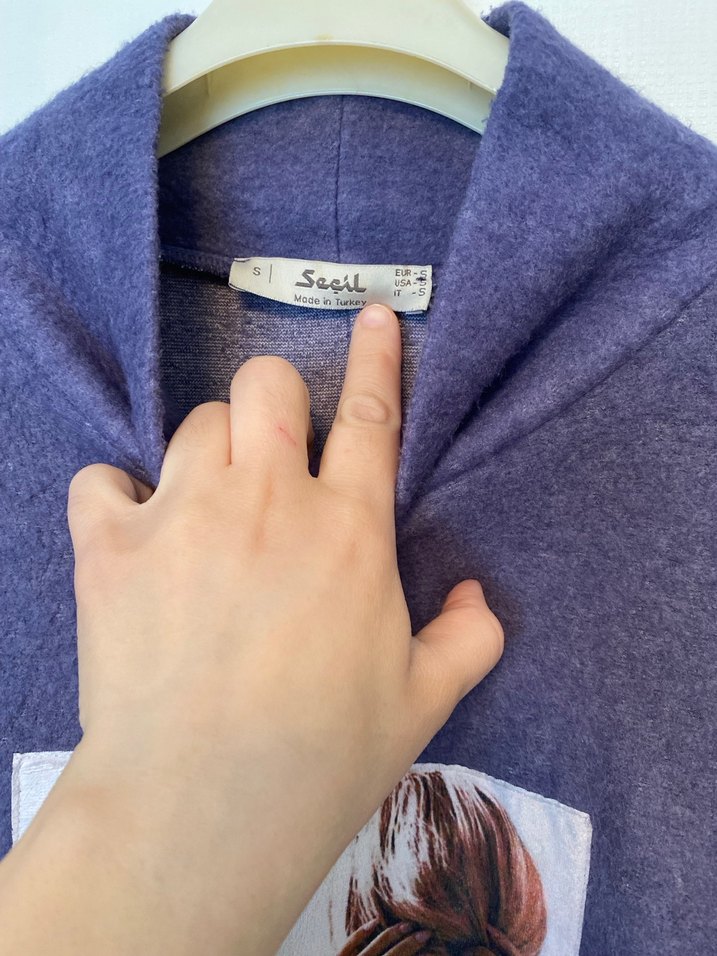 #seçiltunik 
Mor Yüksek Yakalı Örme Sweatshirt - Görsel 5