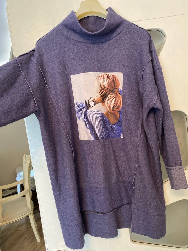 #seçiltunik 
Mor Yüksek Yakalı Örme Sweatshirt - Görsel 3