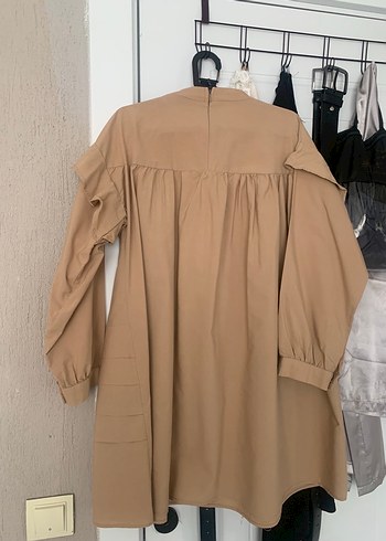 Bej-Kahverengi Uzun Kollu Bol kesim tunik - Görsel 3