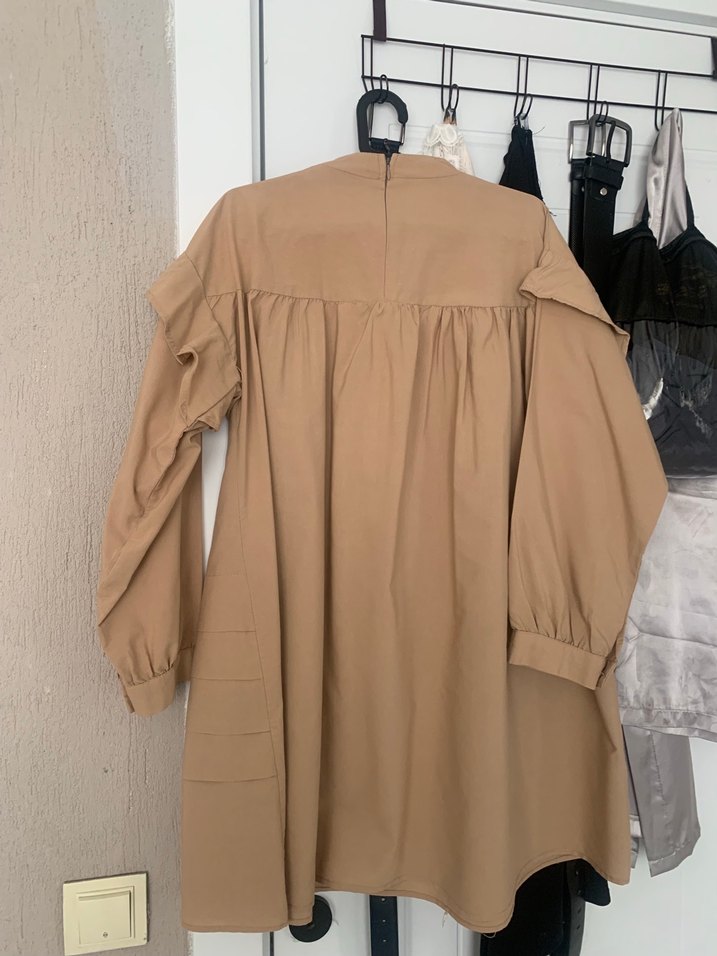 Bej-Kahverengi Uzun Kollu Bol kesim tunik - Görsel 3