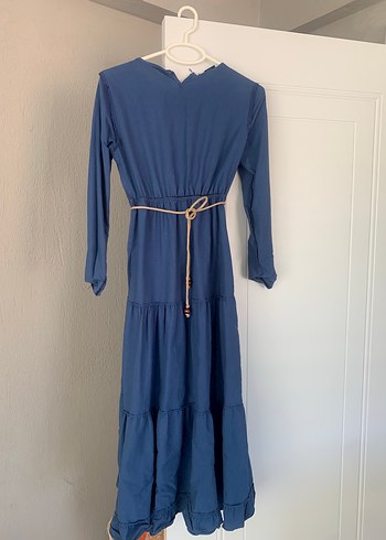 Bohem Mavi Uzun Elbise - Görsel 4