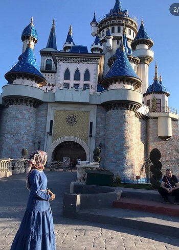 Bohem Mavi Uzun Elbise - Görsel 2