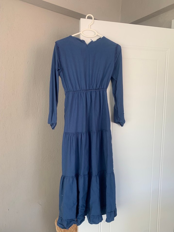 Bohem Mavi Uzun Elbise - Görsel 3