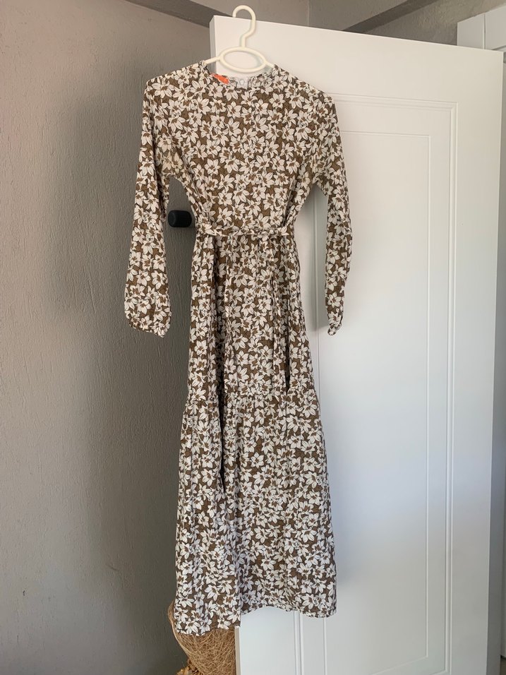 Uzun Kollu, Kuşaklı Bohem Kadın Elbise - Görsel 2