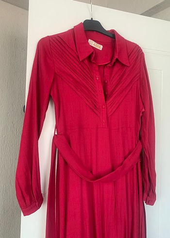 Fuşya Uzun Kollu Piliseli Bohem Elbise - Görsel 2